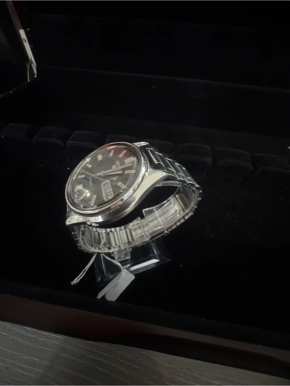 Seiko Black Dial Silver-Tone Automatic Wristwatch